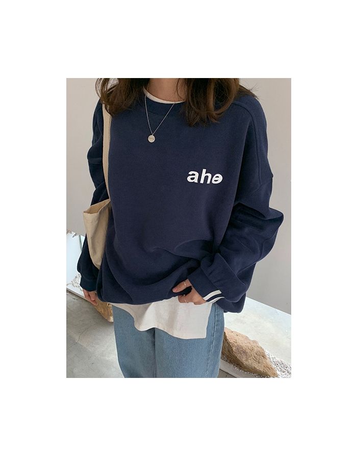 Letter Printed Woman's Sweatshirts Fall Winter Korean Style Simple Tops