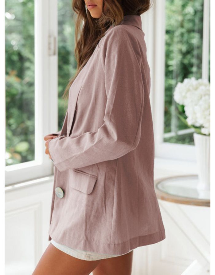 Pink Fall Winter Blazers For Woman Two-button Jacket Suit Tops